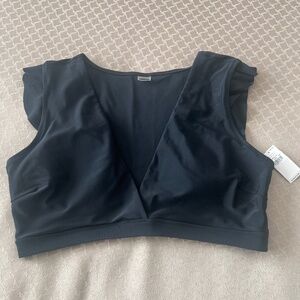 NWT old navy black bikini top w tap ruffle sleeve size L